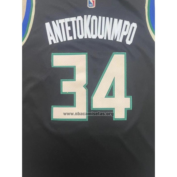Camiseta Milwaukee Bucks Giannis Antetokounmpo NO 34 Statement 2022-23 Negro